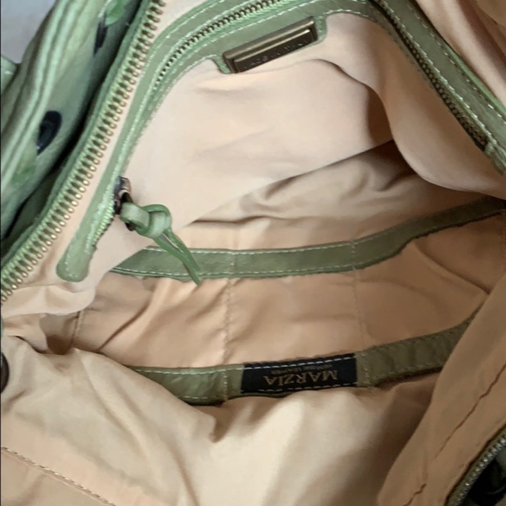 Marzia Italian leather soft green braid detail shoulder handbag - Picture 7 of 9